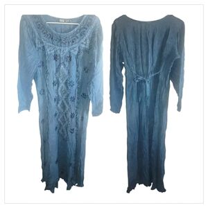 Amanda’s Collection Boho Embroidered Maxi Dress • Blue • Size M